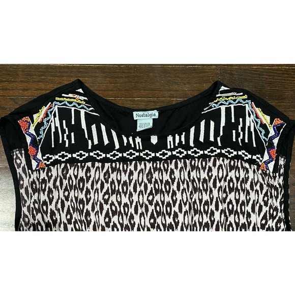 Nostalgia Animal Print Dress Women's Size S Pockets Beaded & Embroidered Neck - Picture 8 of 10